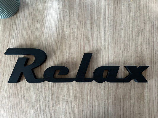 Mot en bois "Relax" noir