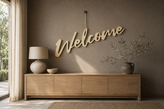 Mot en bois "Welcome" (variante)