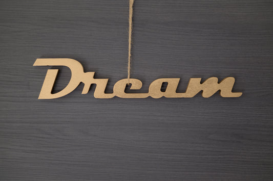 Mot en bois "Dream" doré