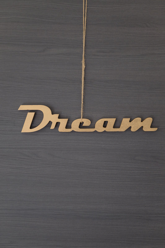 Mot en bois "Dream" doré