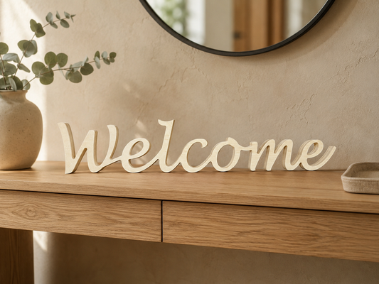 Mot en bois "Welcome"