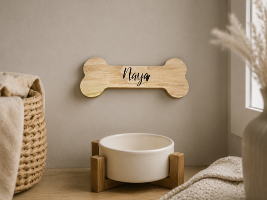 Os en bois gravé pour chien