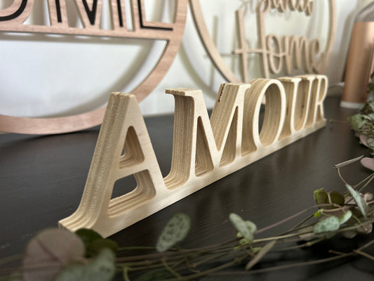 Mot en bois "Amour"