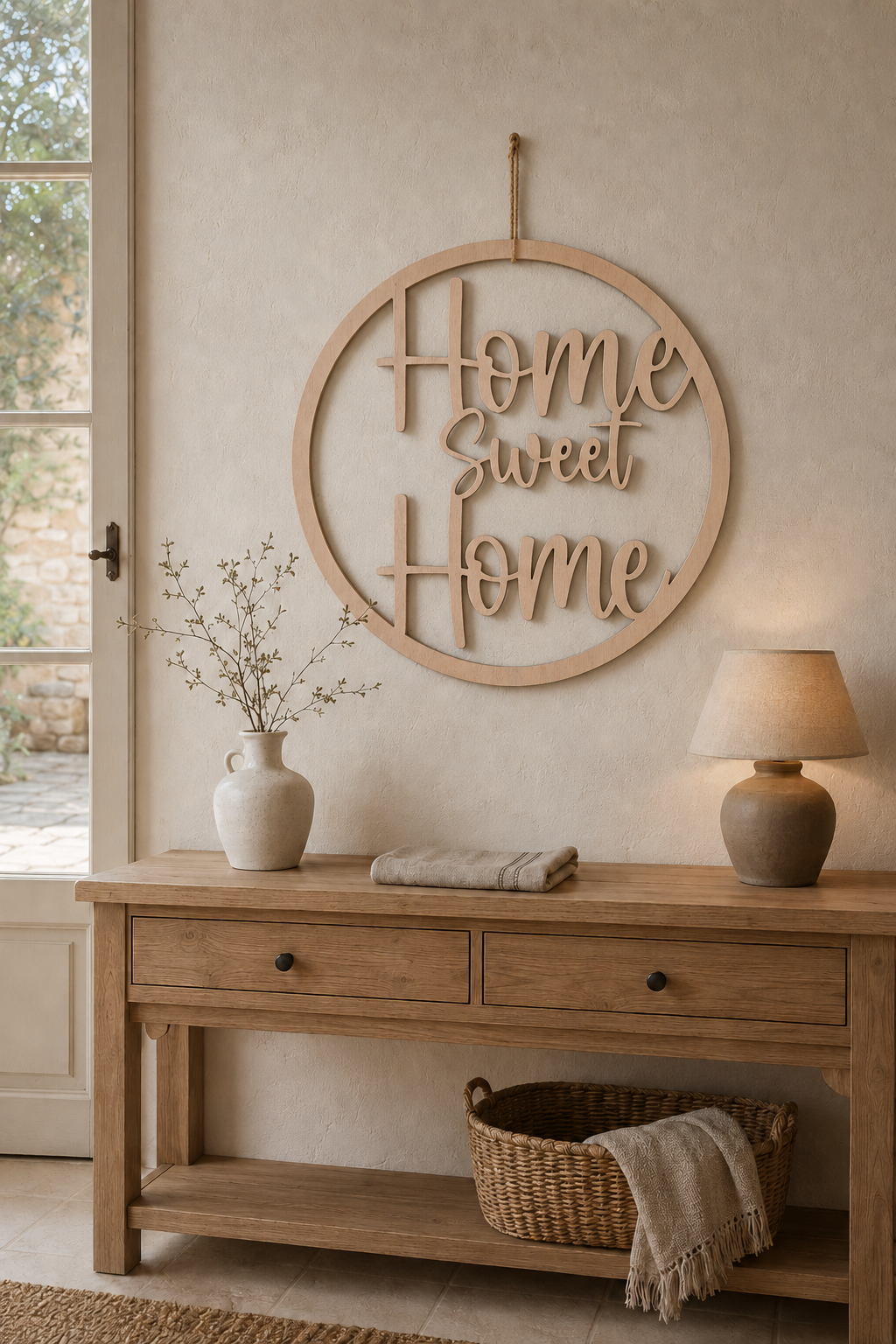 Panneau décoratif Home Sweet Home en bois okoumé