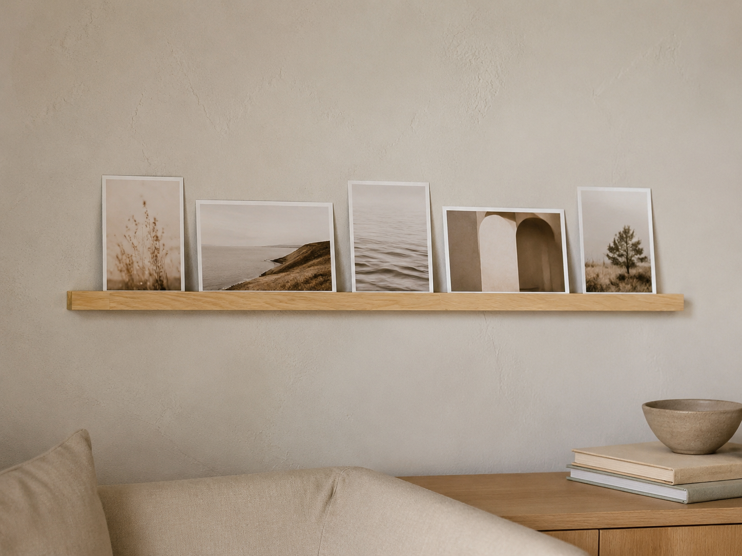 Support en chêne pour photo, grande taille avec cinq photos
